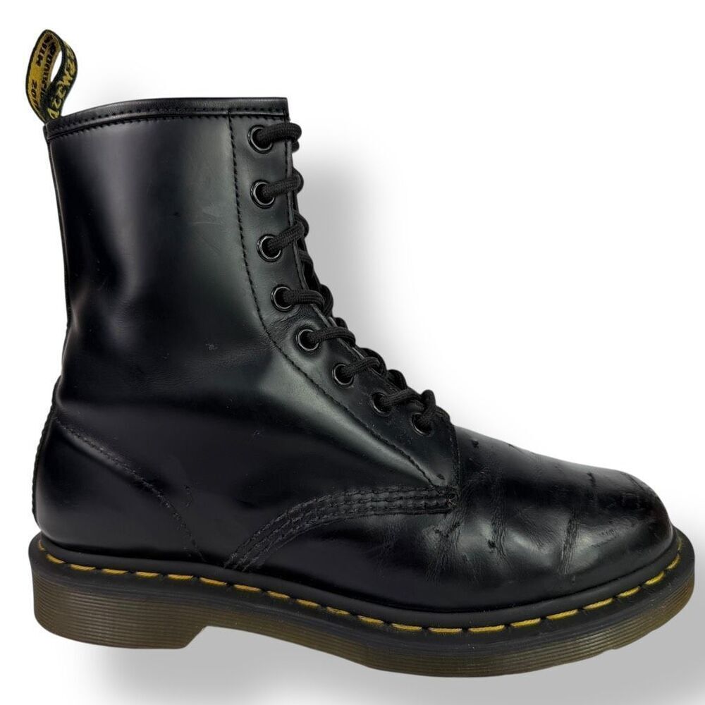 Dr. Martens Doc 1460 Smooth Black Leather Lace Up 8 Eye Boots Women’s 39 / 8 - Picture 3 of 12